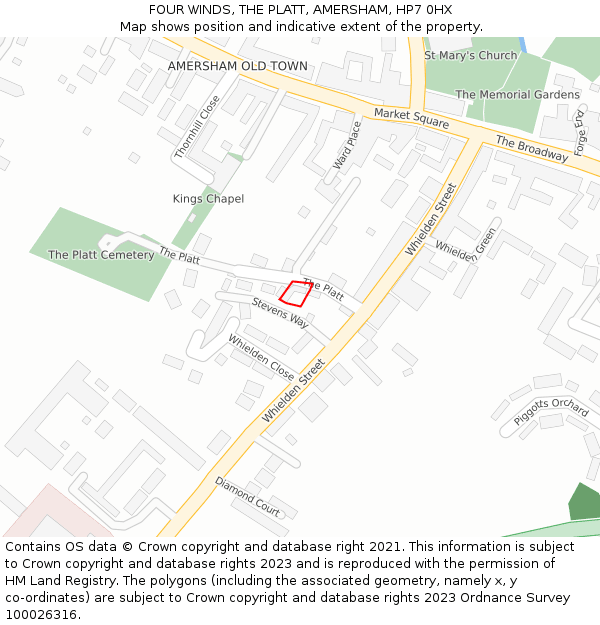 FOUR WINDS, THE PLATT, AMERSHAM, HP7 0HX: Location map and indicative extent of plot