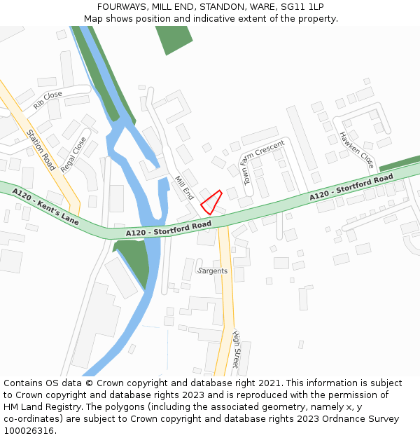 FOURWAYS, MILL END, STANDON, WARE, SG11 1LP: Location map and indicative extent of plot