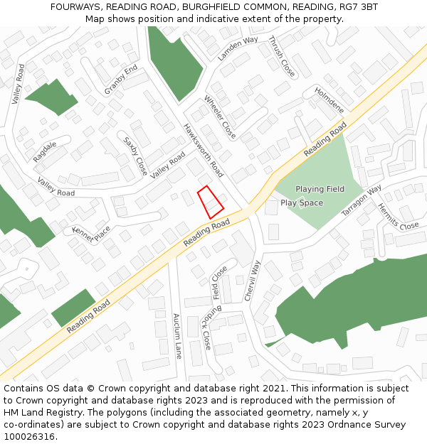 FOURWAYS, READING ROAD, BURGHFIELD COMMON, READING, RG7 3BT: Location map and indicative extent of plot