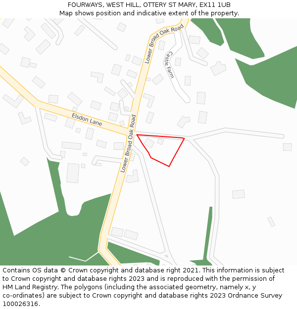 FOURWAYS, WEST HILL, OTTERY ST MARY, EX11 1UB: Location map and indicative extent of plot