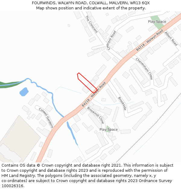 FOURWINDS, WALWYN ROAD, COLWALL, MALVERN, WR13 6QX: Location map and indicative extent of plot