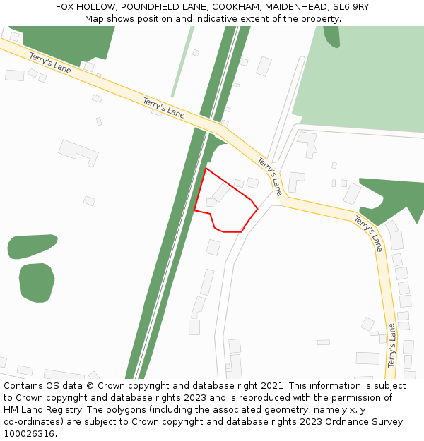 FOX HOLLOW, POUNDFIELD LANE, COOKHAM, MAIDENHEAD, SL6 9RY: Location map and indicative extent of plot