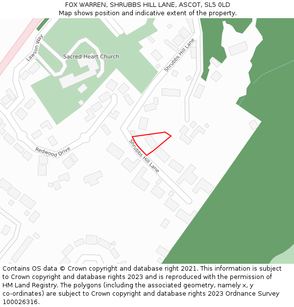 FOX WARREN, SHRUBBS HILL LANE, ASCOT, SL5 0LD: Location map and indicative extent of plot