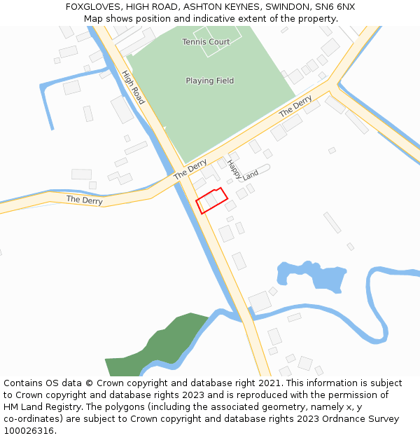 FOXGLOVES, HIGH ROAD, ASHTON KEYNES, SWINDON, SN6 6NX: Location map and indicative extent of plot