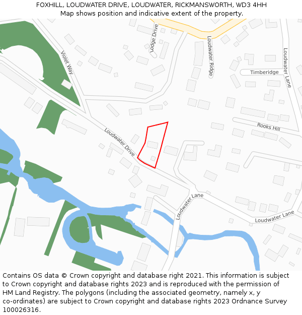 FOXHILL, LOUDWATER DRIVE, LOUDWATER, RICKMANSWORTH, WD3 4HH: Location map and indicative extent of plot