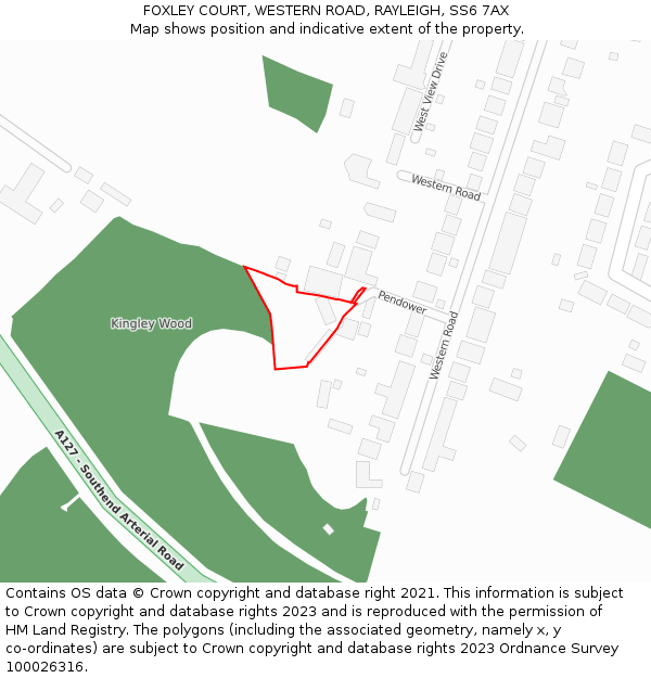 FOXLEY COURT, WESTERN ROAD, RAYLEIGH, SS6 7AX: Location map and indicative extent of plot