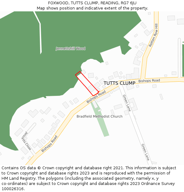 FOXWOOD, TUTTS CLUMP, READING, RG7 6JU: Location map and indicative extent of plot