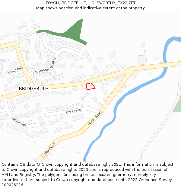 FOYGH, BRIDGERULE, HOLSWORTHY, EX22 7ET: Location map and indicative extent of plot