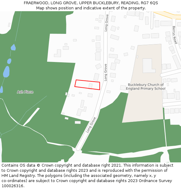 FRAERWOOD, LONG GROVE, UPPER BUCKLEBURY, READING, RG7 6QS: Location map and indicative extent of plot