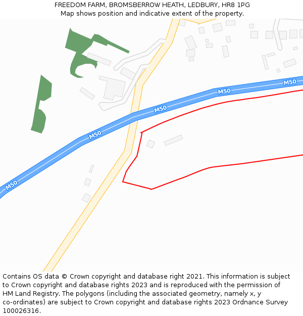 FREEDOM FARM, BROMSBERROW HEATH, LEDBURY, HR8 1PG: Location map and indicative extent of plot