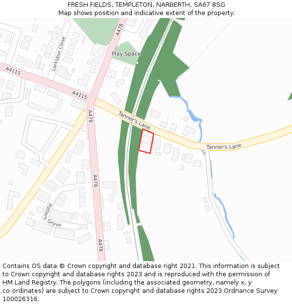 FRESH FIELDS, TEMPLETON, NARBERTH, SA67 8SG: Location map and indicative extent of plot