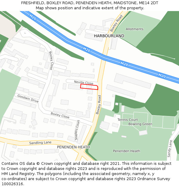 FRESHFIELD, BOXLEY ROAD, PENENDEN HEATH, MAIDSTONE, ME14 2DT: Location map and indicative extent of plot