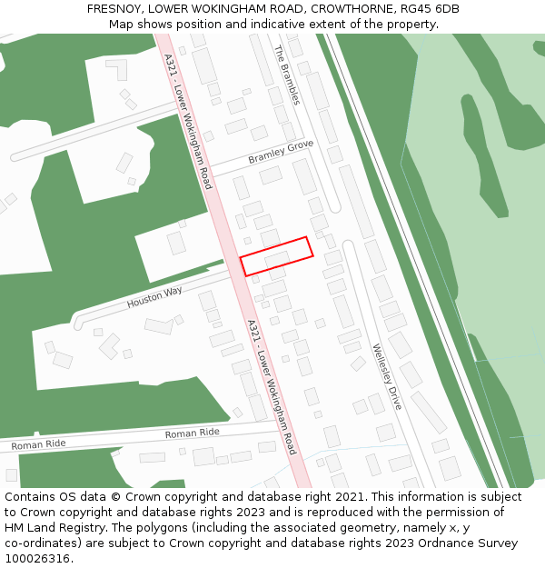 FRESNOY, LOWER WOKINGHAM ROAD, CROWTHORNE, RG45 6DB: Location map and indicative extent of plot