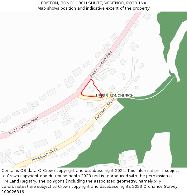 FRISTON, BONCHURCH SHUTE, VENTNOR, PO38 1NX: Location map and indicative extent of plot