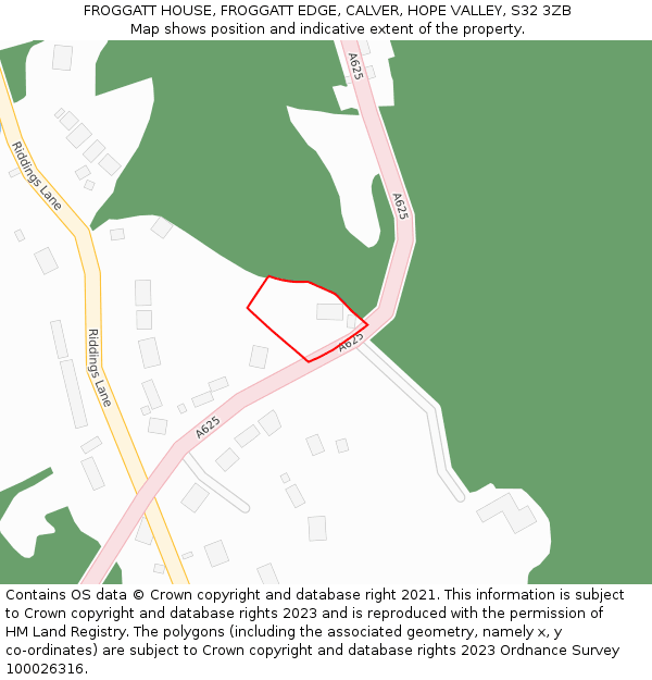 FROGGATT HOUSE, FROGGATT EDGE, CALVER, HOPE VALLEY, S32 3ZB: Location map and indicative extent of plot