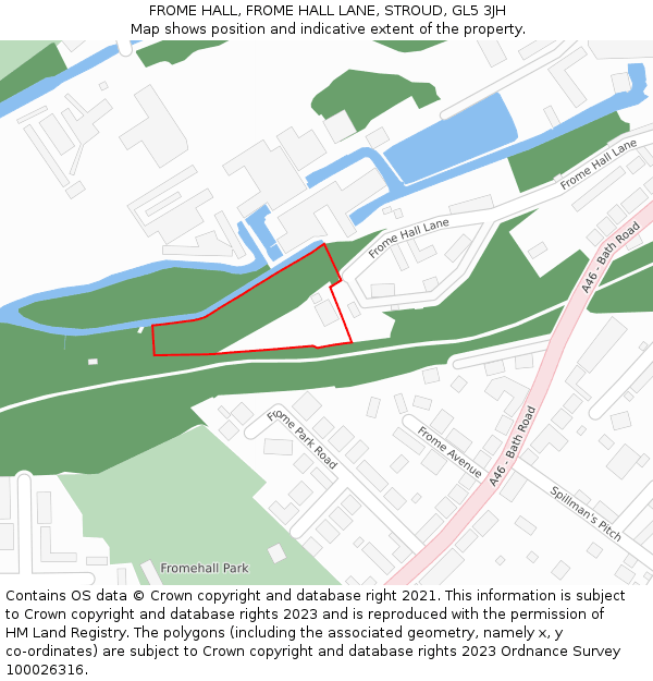 FROME HALL, FROME HALL LANE, STROUD, GL5 3JH: Location map and indicative extent of plot