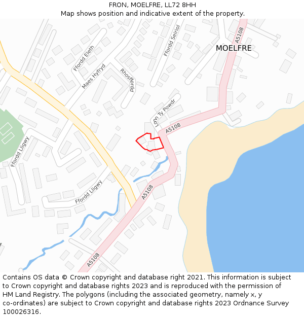 FRON, MOELFRE, LL72 8HH: Location map and indicative extent of plot