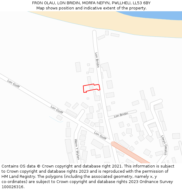 FRON OLAU, LON BRIDIN, MORFA NEFYN, PWLLHELI, LL53 6BY: Location map and indicative extent of plot