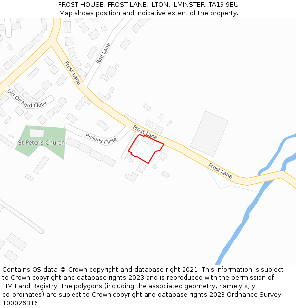 FROST HOUSE, FROST LANE, ILTON, ILMINSTER, TA19 9EU: Location map and indicative extent of plot