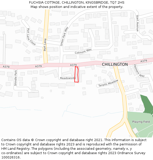 FUCHSIA COTTAGE, CHILLINGTON, KINGSBRIDGE, TQ7 2HS: Location map and indicative extent of plot