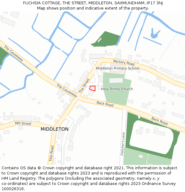 FUCHSIA COTTAGE, THE STREET, MIDDLETON, SAXMUNDHAM, IP17 3NJ: Location map and indicative extent of plot