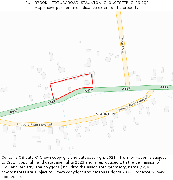 FULLBROOK, LEDBURY ROAD, STAUNTON, GLOUCESTER, GL19 3QF: Location map and indicative extent of plot
