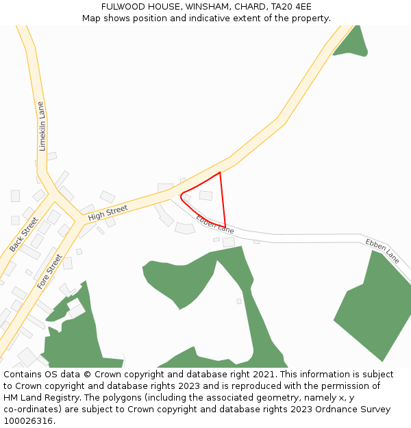 FULWOOD HOUSE, WINSHAM, CHARD, TA20 4EE: Location map and indicative extent of plot