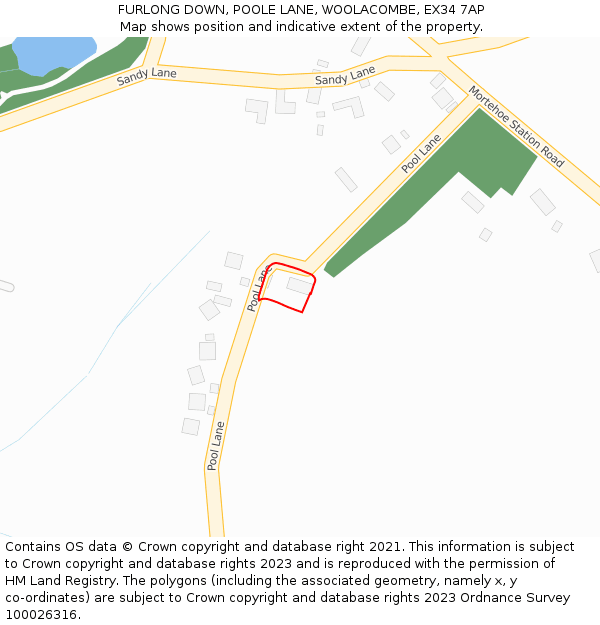 FURLONG DOWN, POOLE LANE, WOOLACOMBE, EX34 7AP: Location map and indicative extent of plot