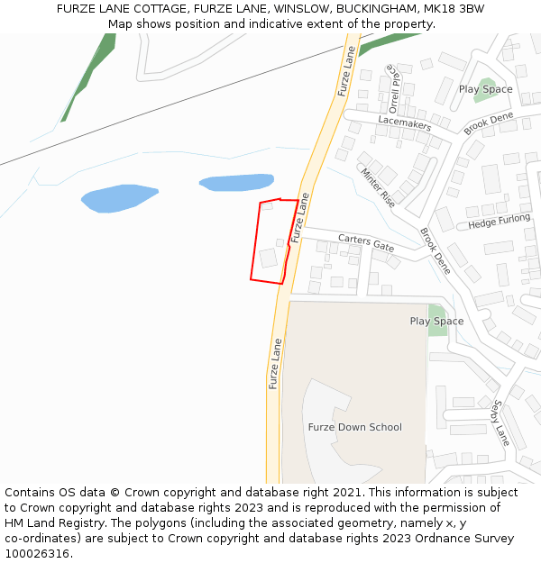 FURZE LANE COTTAGE, FURZE LANE, WINSLOW, BUCKINGHAM, MK18 3BW: Location map and indicative extent of plot