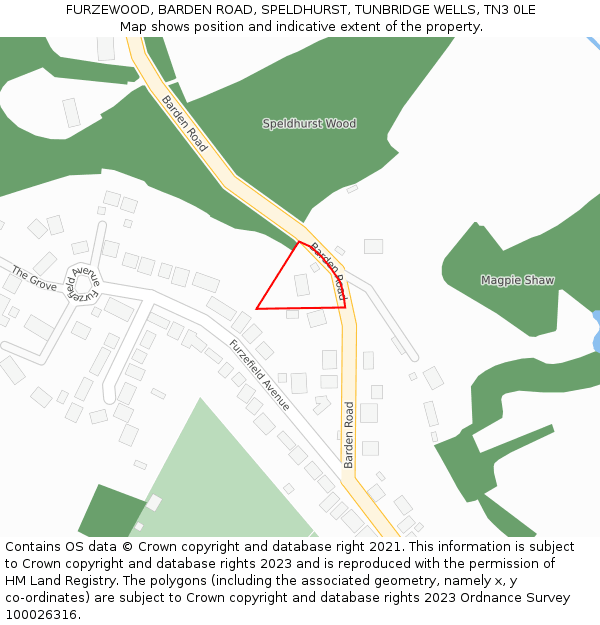 FURZEWOOD, BARDEN ROAD, SPELDHURST, TUNBRIDGE WELLS, TN3 0LE: Location map and indicative extent of plot