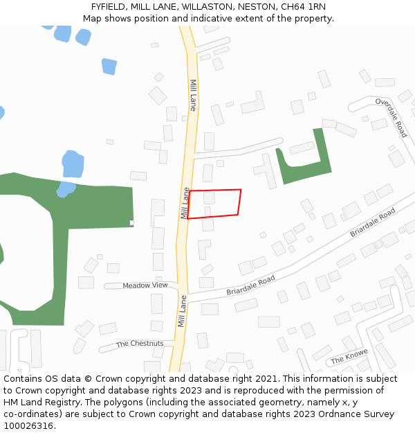 FYFIELD, MILL LANE, WILLASTON, NESTON, CH64 1RN: Location map and indicative extent of plot