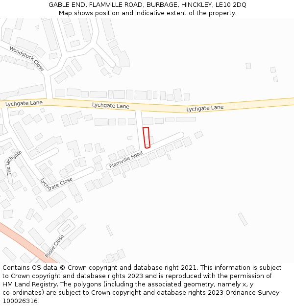 GABLE END, FLAMVILLE ROAD, BURBAGE, HINCKLEY, LE10 2DQ: Location map and indicative extent of plot