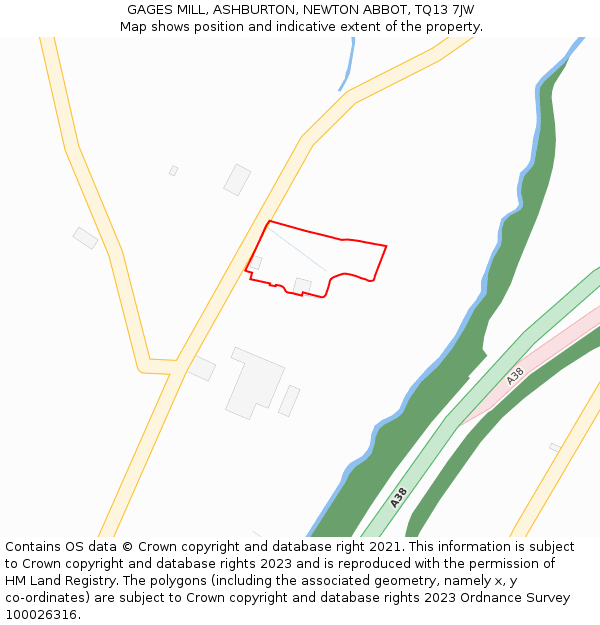 GAGES MILL, ASHBURTON, NEWTON ABBOT, TQ13 7JW: Location map and indicative extent of plot