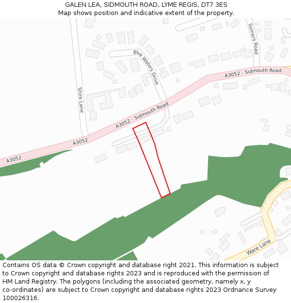 GALEN LEA, SIDMOUTH ROAD, LYME REGIS, DT7 3ES: Location map and indicative extent of plot