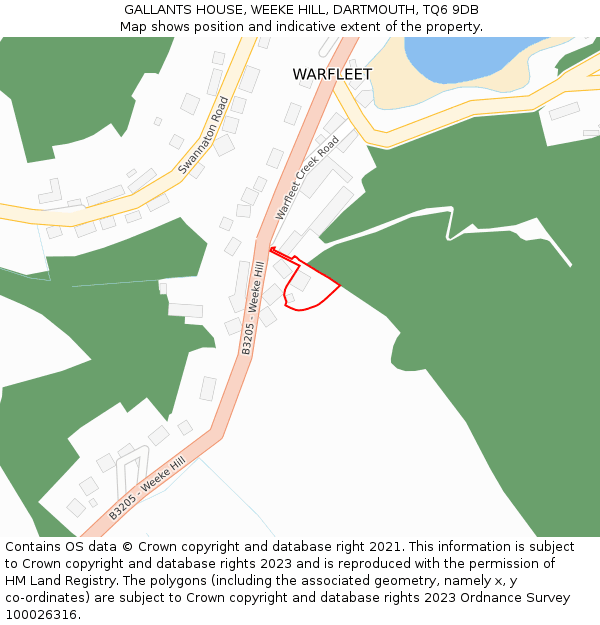 GALLANTS HOUSE, WEEKE HILL, DARTMOUTH, TQ6 9DB: Location map and indicative extent of plot