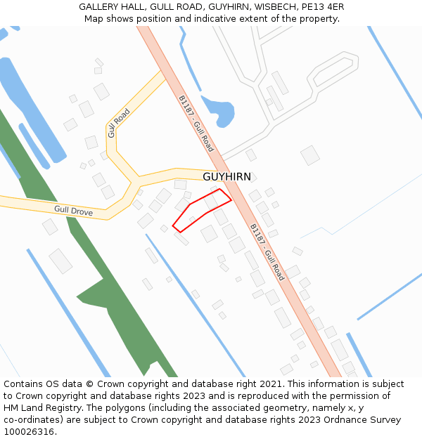 GALLERY HALL, GULL ROAD, GUYHIRN, WISBECH, PE13 4ER: Location map and indicative extent of plot