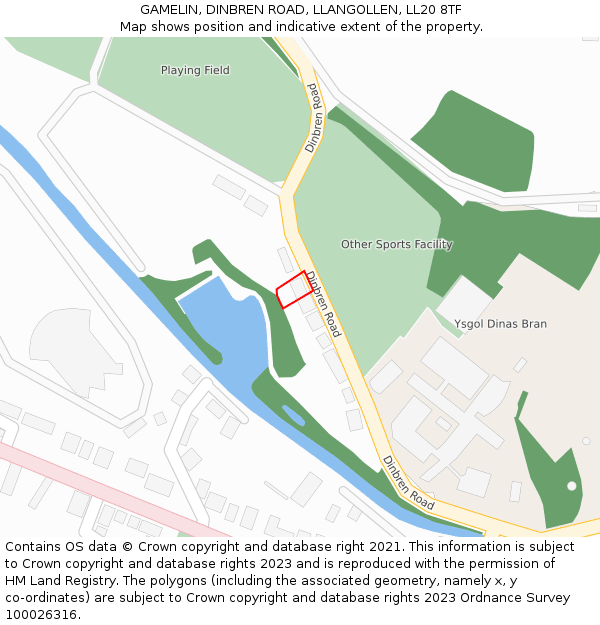 GAMELIN, DINBREN ROAD, LLANGOLLEN, LL20 8TF: Location map and indicative extent of plot