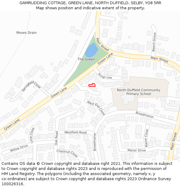 GAMRUDDING COTTAGE, GREEN LANE, NORTH DUFFIELD, SELBY, YO8 5RR: Location map and indicative extent of plot