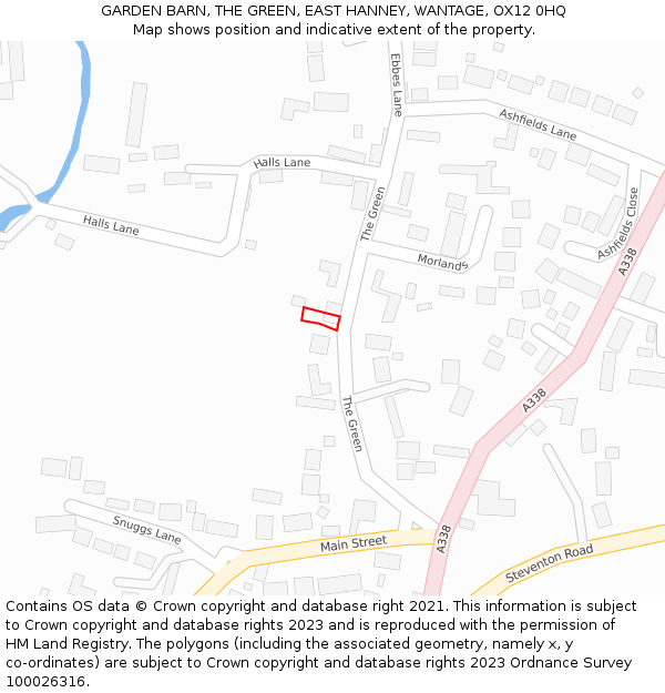 GARDEN BARN, THE GREEN, EAST HANNEY, WANTAGE, OX12 0HQ: Location map and indicative extent of plot