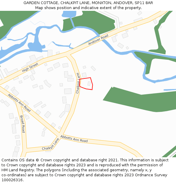GARDEN COTTAGE, CHALKPIT LANE, MONXTON, ANDOVER, SP11 8AR: Location map and indicative extent of plot