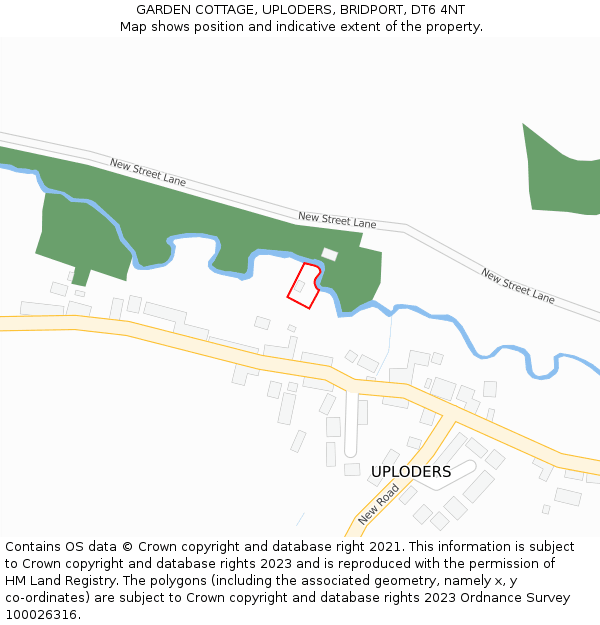 GARDEN COTTAGE, UPLODERS, BRIDPORT, DT6 4NT: Location map and indicative extent of plot