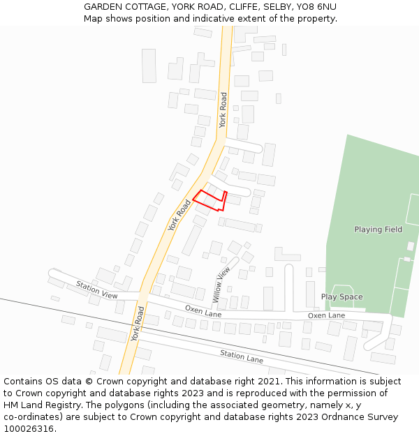 GARDEN COTTAGE, YORK ROAD, CLIFFE, SELBY, YO8 6NU: Location map and indicative extent of plot