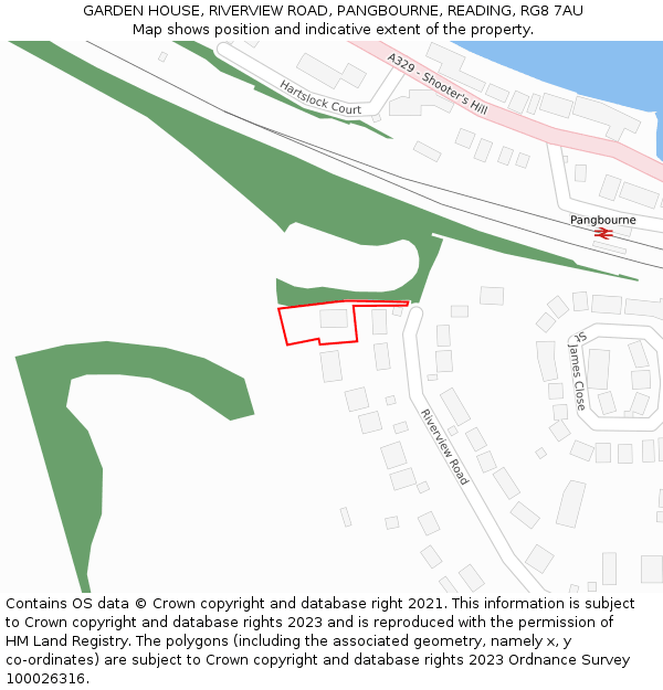 GARDEN HOUSE, RIVERVIEW ROAD, PANGBOURNE, READING, RG8 7AU: Location map and indicative extent of plot