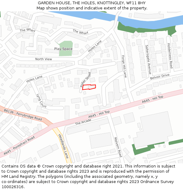 GARDEN HOUSE, THE HOLES, KNOTTINGLEY, WF11 8HY: Location map and indicative extent of plot