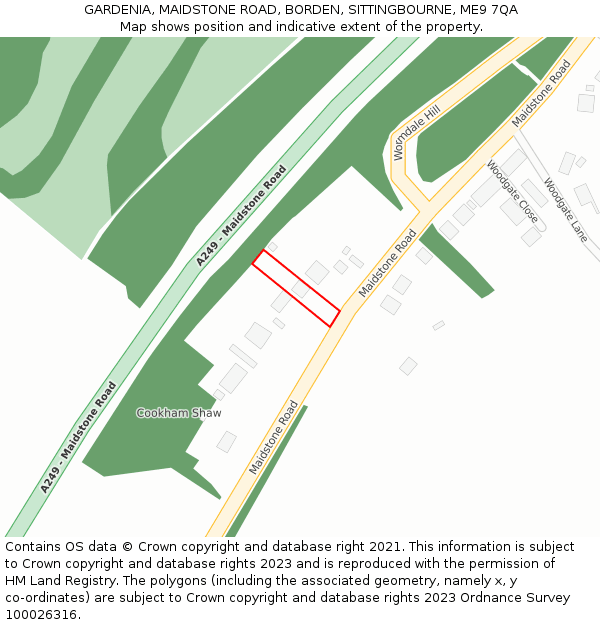 GARDENIA, MAIDSTONE ROAD, BORDEN, SITTINGBOURNE, ME9 7QA: Location map and indicative extent of plot
