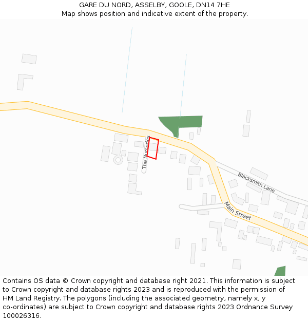 GARE DU NORD, ASSELBY, GOOLE, DN14 7HE: Location map and indicative extent of plot