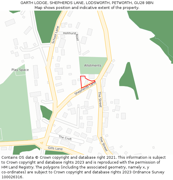 GARTH LODGE, SHEPHERDS LANE, LODSWORTH, PETWORTH, GU28 9BN: Location map and indicative extent of plot