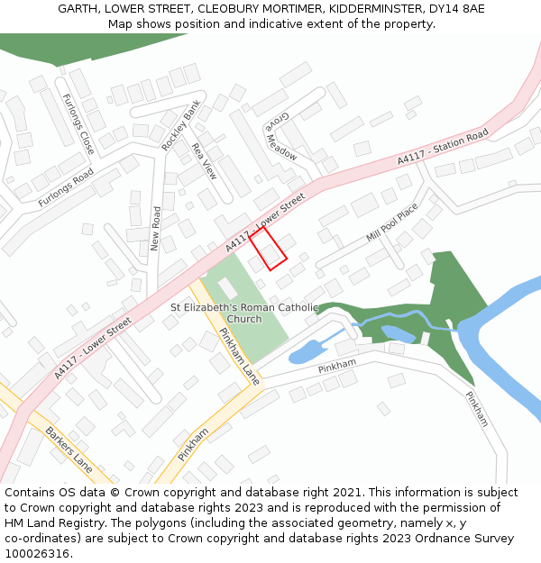 GARTH, LOWER STREET, CLEOBURY MORTIMER, KIDDERMINSTER, DY14 8AE: Location map and indicative extent of plot