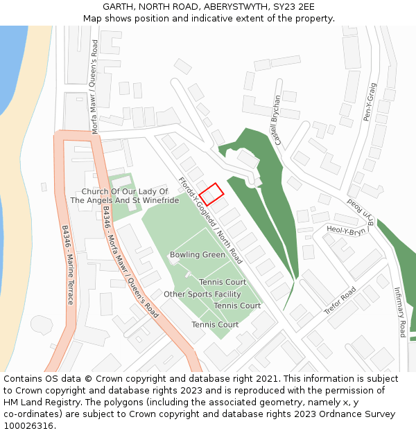 GARTH, NORTH ROAD, ABERYSTWYTH, SY23 2EE: Location map and indicative extent of plot