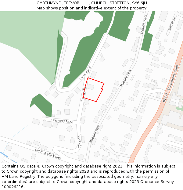 GARTHMYND, TREVOR HILL, CHURCH STRETTON, SY6 6JH: Location map and indicative extent of plot